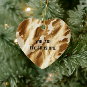 Westerna Guld White Cream Cowhide Julgransprydnad Keramik
