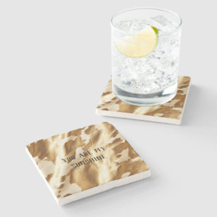 Westerna Guld White Cream Cowhide Stenunderlägg