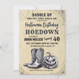 Westerna Halloween Birthday Hoedown, Cowboy Inbjudningar