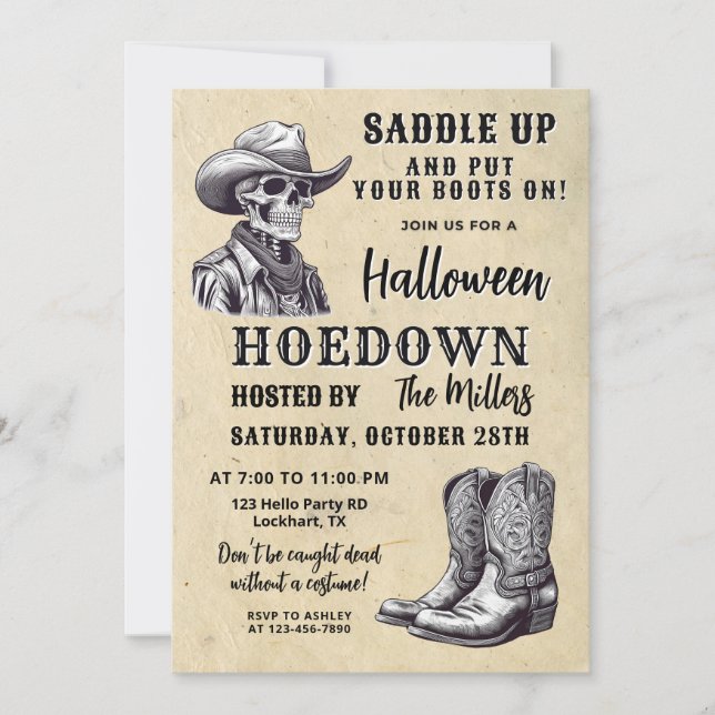 Westerna Halloween fest, Spooky Cowboy, Hoedown Inbjudningar (Framsida)