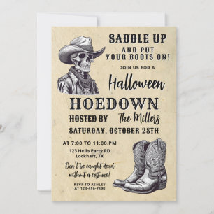 Westerna Halloween fest, Spooky Cowboy, Hoedown Inbjudningar