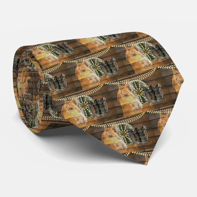 Westerna hästar Horseshoe Wagon Wheel CowboyBoots Slips (Rullad)