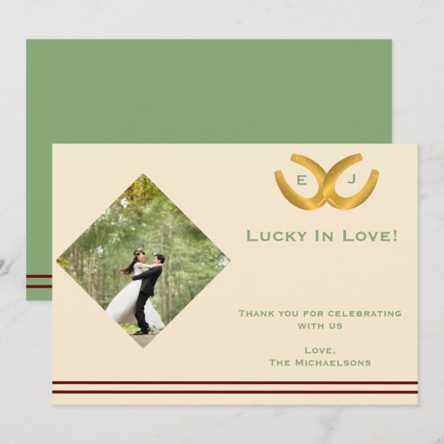 Westerna hästseshoes Bröllop Tack Kort (Fram/baksida)