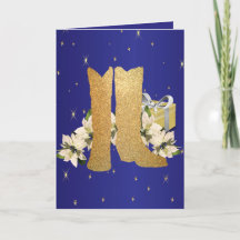 Westerna Helgdag CowboyBoots Poinsettias Gifts