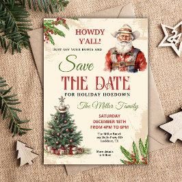Westerna Helgdag Hoedown Inbjudan, Cowboy Santa Spara Datumet