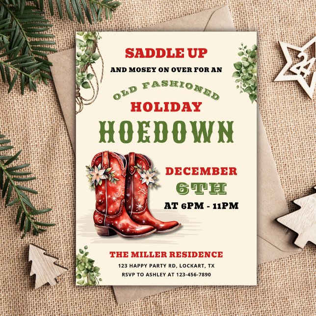 Westerna Helgdag Hoedown, Land Cowboy, jul Inbjudningar (Skapare uppladdad)