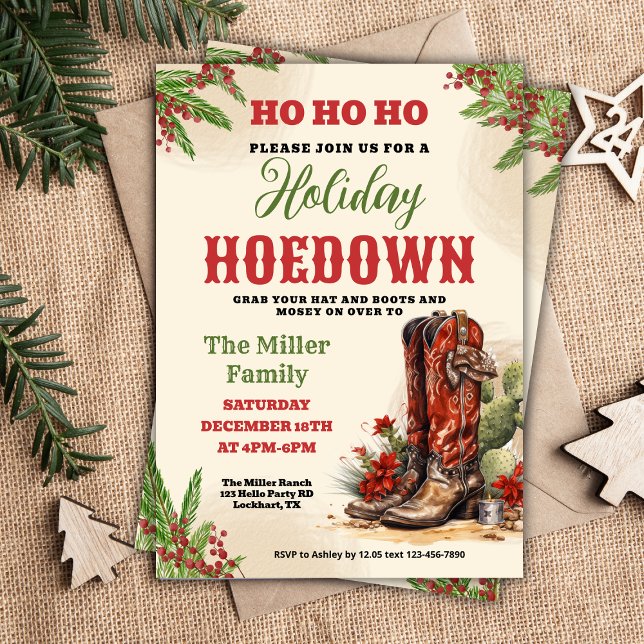 Westerna Helgdag Hoedown, Land Cowboy, jul Inbjudningar (Skapare uppladdad)