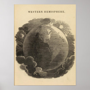 Westerna Hemisphere Karta av Goodrich Poster