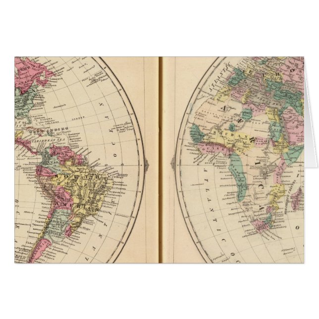 Westerna Hemisphere och Östra Hemisphere Hälsningskort (Framsidan Horizontal)