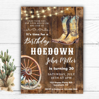 Westerna Hoedown Party Land CowboyBoots Inbjudningar