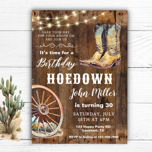 Westerna Hoedown Party Land CowboyBoots Inbjudningar (Skapare uppladdad)