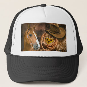 Westerna Horse Cowboy Hat Lasso Sunblommor Keps