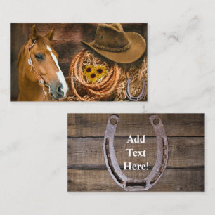 Westerna Horse Cowboy Hat Lasso Sunblommor Visitkort
