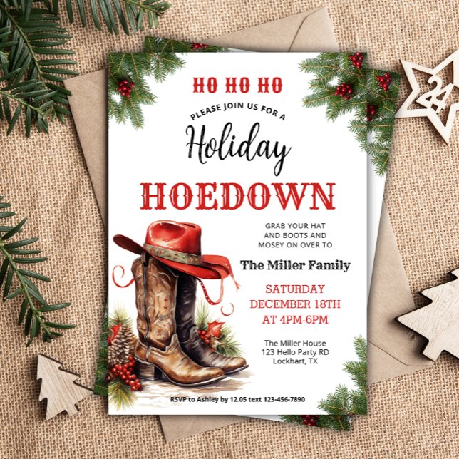 Westerna Julafton, Helgdag Hoedown Inbjudan, Cowbo Inbjudningar (Skapare uppladdad)