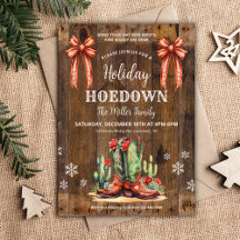 Westerna Julafton, Helgdag Hoedown Inbjudan, Cowbo