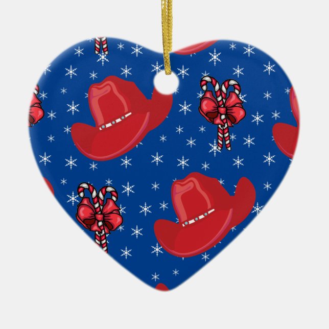 Westerna julafton och Polkagrisar Julgransprydnad Keramik (Framsidan)