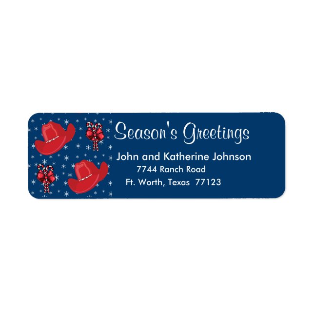 Westerna julafton och Polkagrisar Returadress Etikett (Framsidan)