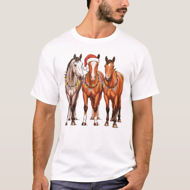 Westerna julhästarna Cowboy Santa Hat Farm T Shirt (Framsida)