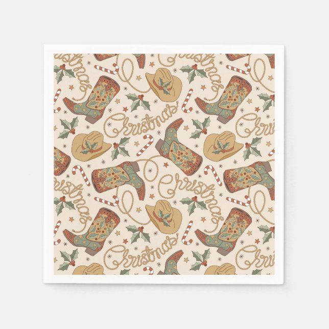 Westerna julhus och hattar Mönster Pappersservett (Framsidan)