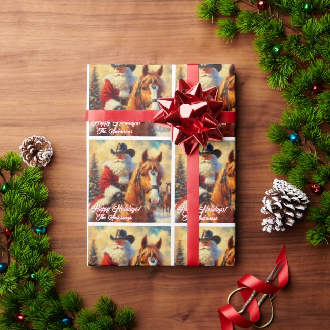 Westerna Jultomten och hästjul Presentpapper (Julgåva)