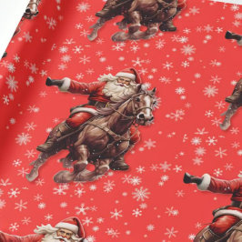 Westerna jultomten på Horse Wrapping papper Presentpapper