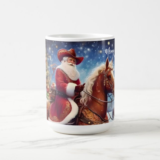 Westerna Jultomten Riding a Horse Jul Kaffemugg (Center)