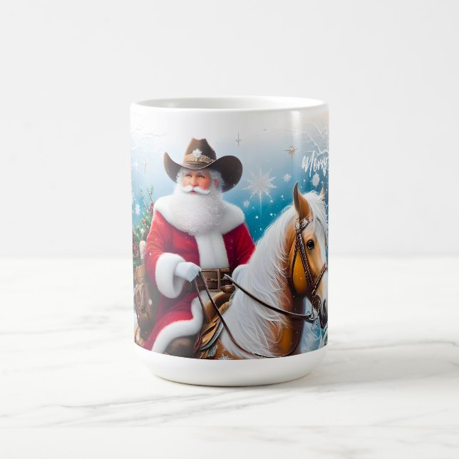 Westerna Jultomten Riding a Horse Jul Kaffemugg (Center)