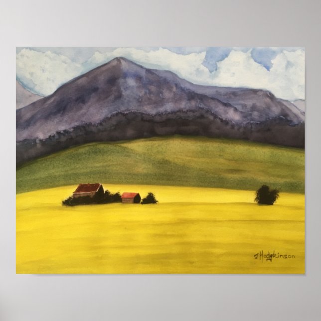 Westerna Kanada Prairies- WATERCOLOR Poster (Framsidan)