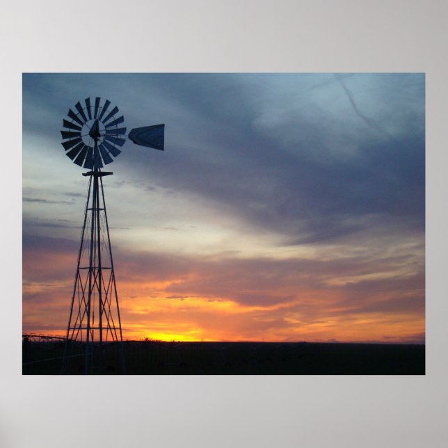 Westerna Kansas Sunset and Kvarn Poster (Framsidan)