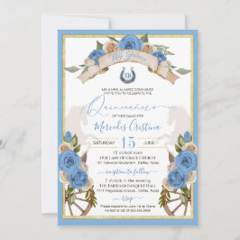 Westerna karro Light Blue Horses Quinceanera Inbjudningar