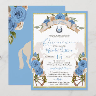 Westerna karro Light Blue Horses Quinceanera Inbjudningar