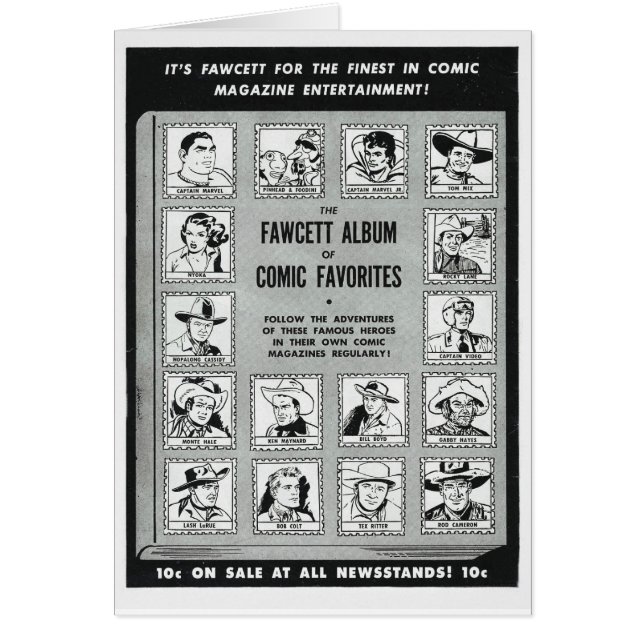 Westerna komiska hjältar för Whiz 1951 Hälsningskort (Framsidan)