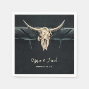 Westerna Land Beige Grått Rustic Bull Cow Skull Pappersservett