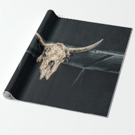 Westerna Land Beige Grått Rustic Bull Cow Skull Presentpapper