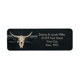 Westerna Land Beige Grått Rustic Bull Cow Skull Returadress Etikett