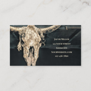 Westerna Land Beige Grått Rustic Bull Cow Skull Visitkort