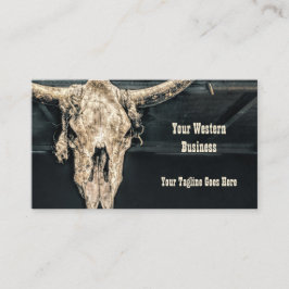 Westerna Land Beige Grått Rustic Bull Cow Skull Visitkort