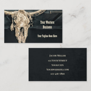 Westerna Land Beige Grått Rustic Bull Cow Skull Visitkort