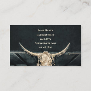 Westerna Land Beige Grått Rustic Bull Cow Skull Visitkort