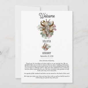 Westerna Land Boho Cow Skull Bröllop Itinerary