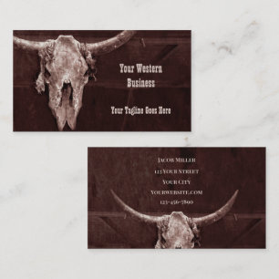 Westerna Land Brown Rustic CowboyBull Cow Skull Visitkort