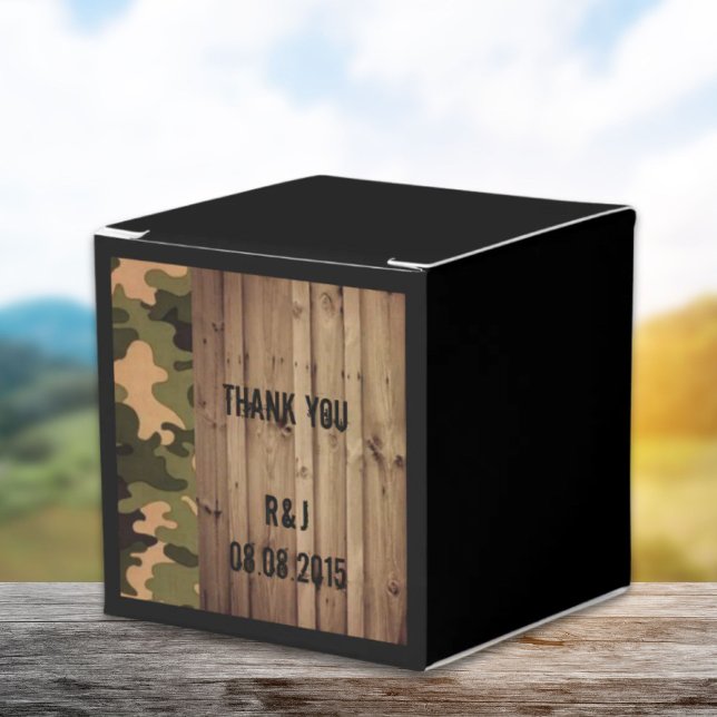westerna land Camo Bröllop Presentaskar (rustic barn wood western country Camo Wedding Favor Boxes)