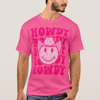 Westerna Land Cow Howdy Leopard Smile Ansikte Cowg T Shirt