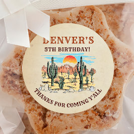 Westerna Land Cowboy Birthday Tack Runt Klistermärke