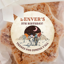 Westerna Land Cowboy Birthday Tack Runt Klistermärke