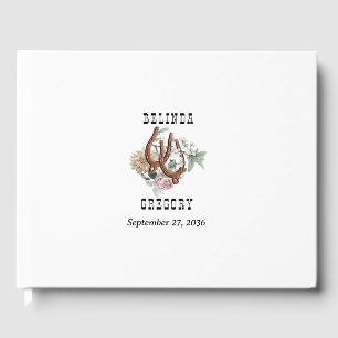 Westerna Land Cowboy Boho Cow Skull Bröllop Gästböcker