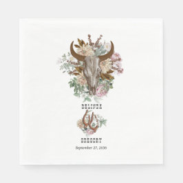Westerna Land Cowboy Boho Cow Skull Bröllop Pappersservett
