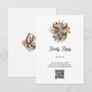 Westerna Land Cowboy Boho Cow Skull Bröllop Tilläggskort