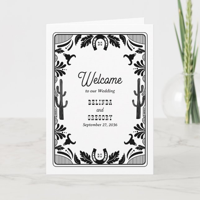 Westerna Land Cowboy Bröllop serviceorder Program (Framsida)