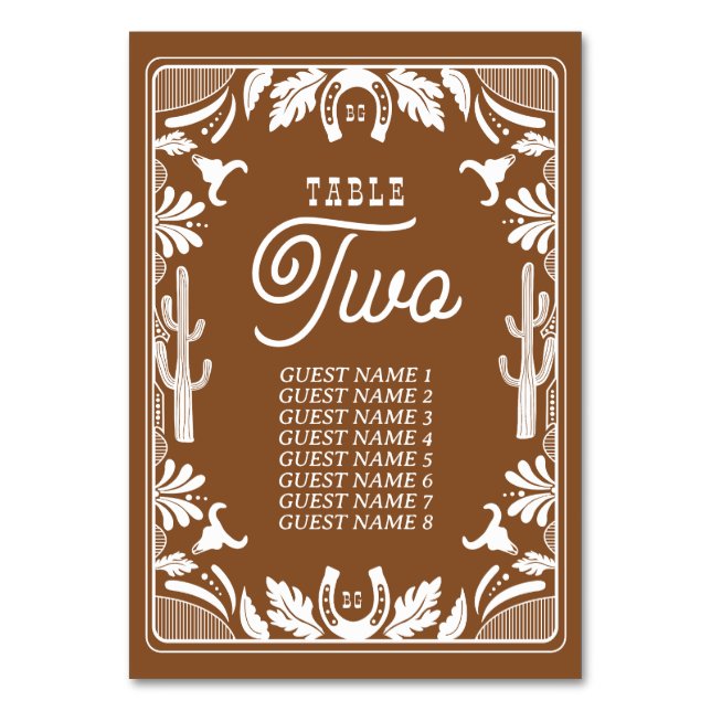 Westerna Land Cowboy Rustic Bröllop Bordsnummer (Framsidan)